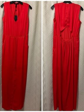BCBGMaxAzria Taren Poppy-Red V-Neck Sleeveless Maxi Dress